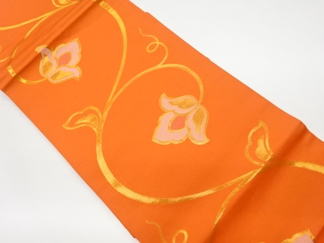 JAPANESE KIMONO / VINTAGE NAGOYA OBI / WOVEN FLOWER ARABESQUE